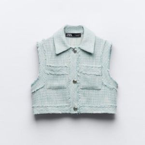 ZARA Textured Frayed Vest NWT